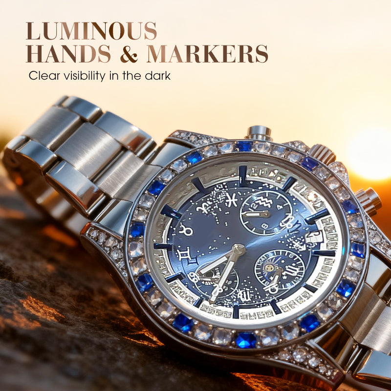 📢📢60 % Rabatt!!! 🎅【🎁Weihnachtsgeschenk🎁】TINAIBIN Zwölf Sternzeichen & Sternenhimmel Diamant Automatikuhr Skelett Herrenuhr