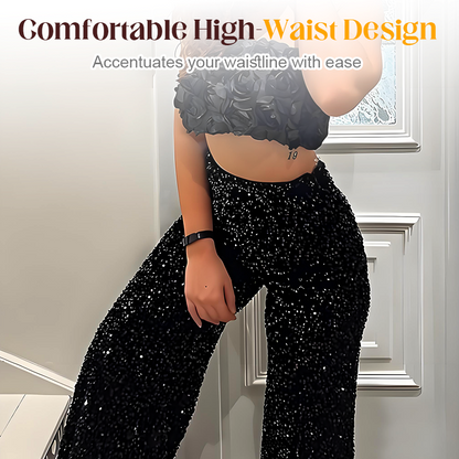 💖 Letzter Tag Verkauf 50% Rabatt 💃 Damen Mode Paillette Breitbeinhose