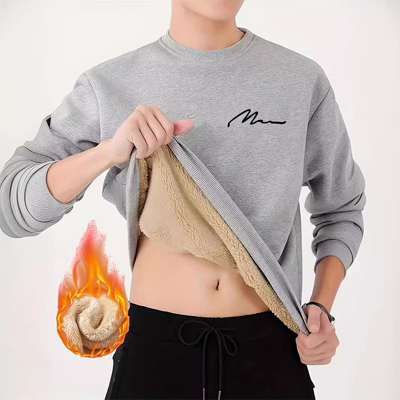 Herren-Sweatshirt mit Rundhalsausschnitt und Thermofutter