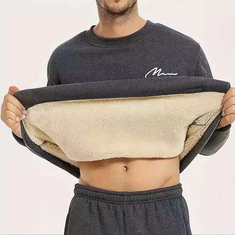 Herren-Sweatshirt mit Rundhalsausschnitt und Thermofutter