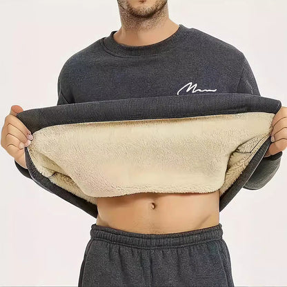 Herren-Sweatshirt mit Rundhalsausschnitt und Thermofutter