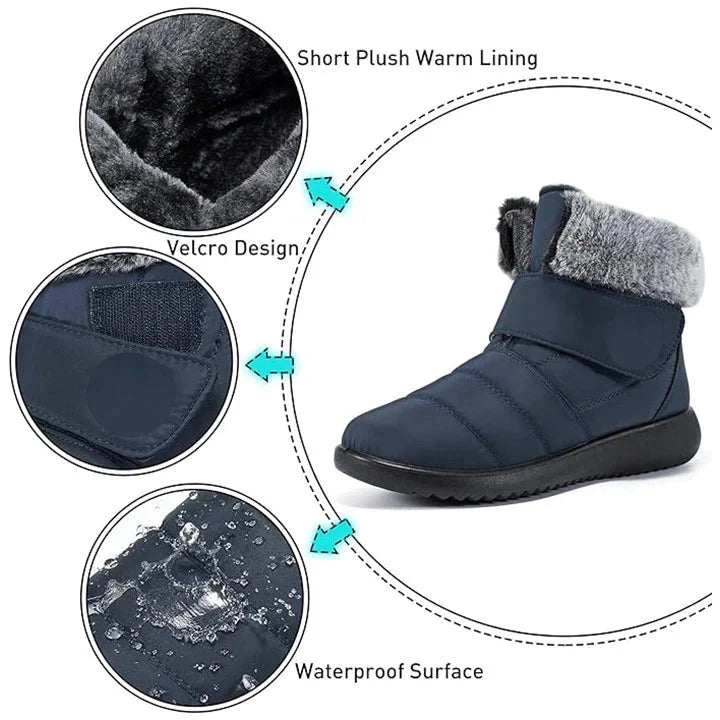 🎊Neujahrsverkauf🎊Warme, mit Fell gefütterte, wasserdichte Damen-Slip-On-Stiefel