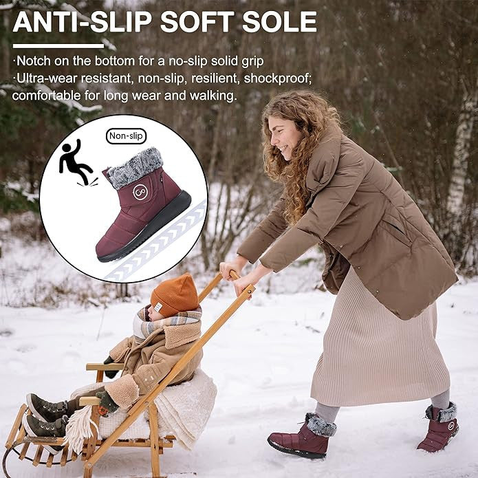 🎊Neujahrsverkauf🎊Warme, mit Fell gefütterte, wasserdichte Damen-Slip-On-Stiefel