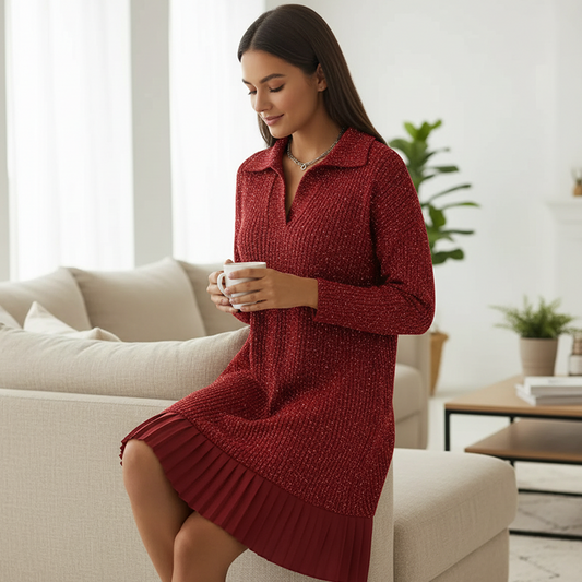 🎊Neujahrsverkauf🔥Kurz-A-Linien-Kleid mit funkelndem Revers für Damen