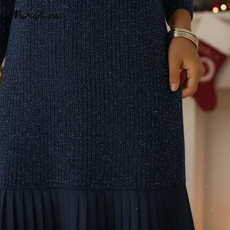 🎊Neujahrsverkauf🔥Kurz-A-Linien-Kleid mit funkelndem Revers für Damen
