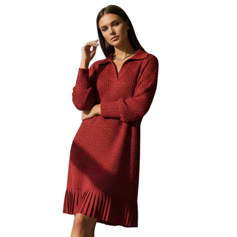 🎊Neujahrsverkauf🔥Kurz-A-Linien-Kleid mit funkelndem Revers für Damen