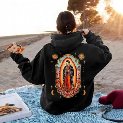 ❤️‍🔥 Unisex Oversized Guadalupe Grafik-Hoodie | Glaubensbekenntnis