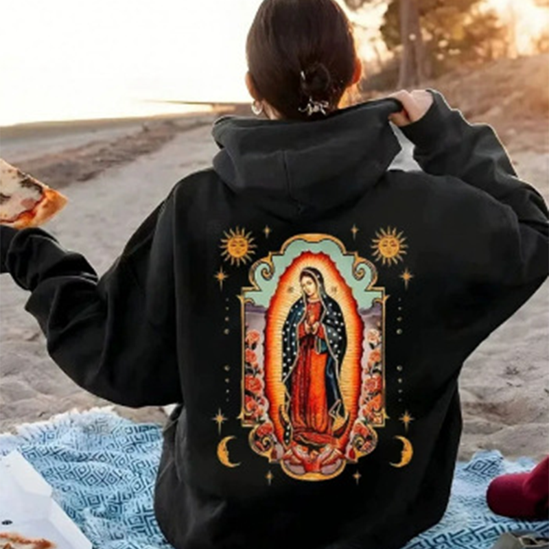 ❤️‍🔥 Unisex Oversized Guadalupe Grafik-Hoodie | Glaubensbekenntnis