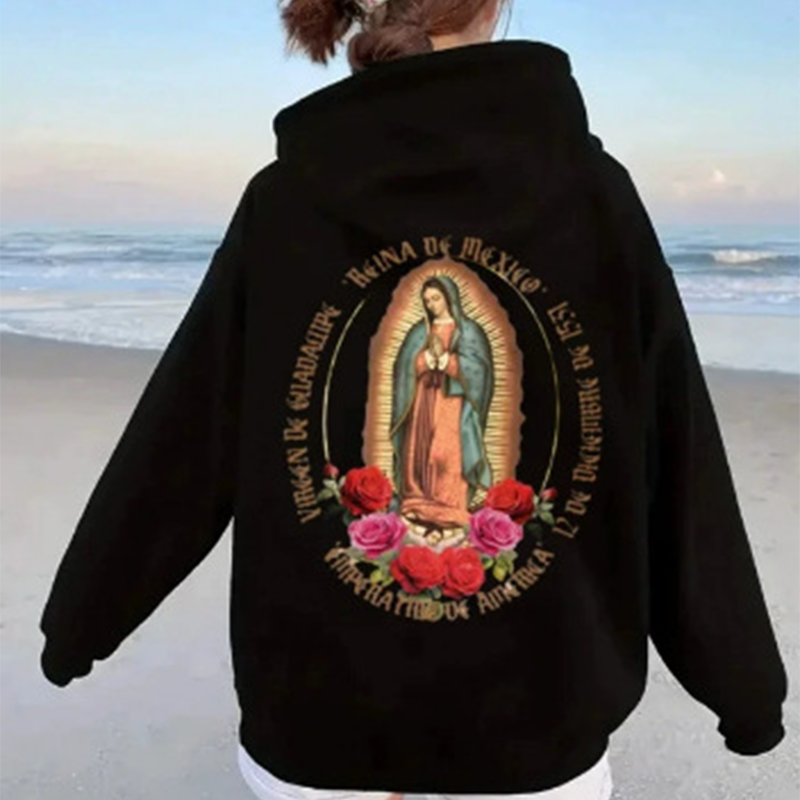 ❤️‍🔥 Unisex Oversized Guadalupe Grafik-Hoodie | Glaubensbekenntnis