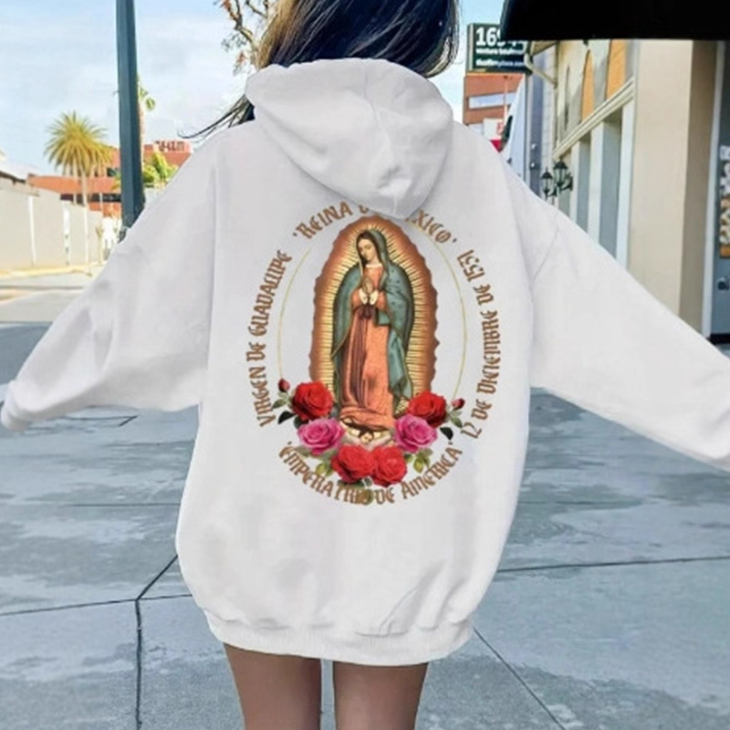 ❤️‍🔥 Unisex Oversized Guadalupe Grafik-Hoodie | Glaubensbekenntnis