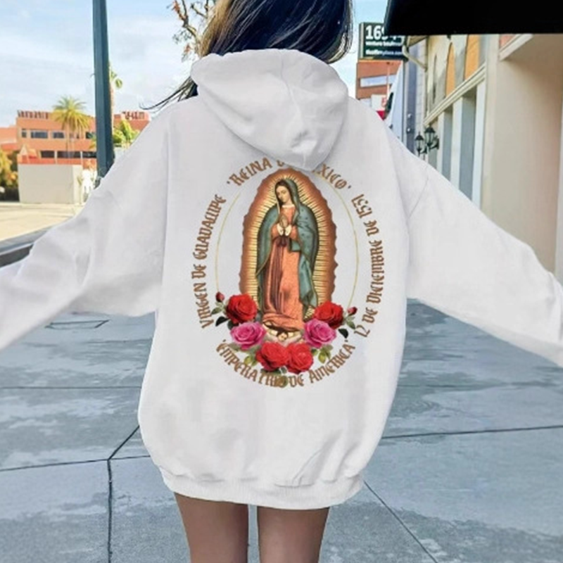 ❤️‍🔥 Unisex Oversized Guadalupe Grafik-Hoodie | Glaubensbekenntnis