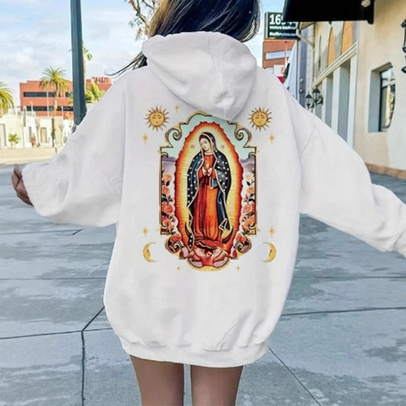 ❤️‍🔥 Unisex Oversized Guadalupe Grafik-Hoodie | Glaubensbekenntnis