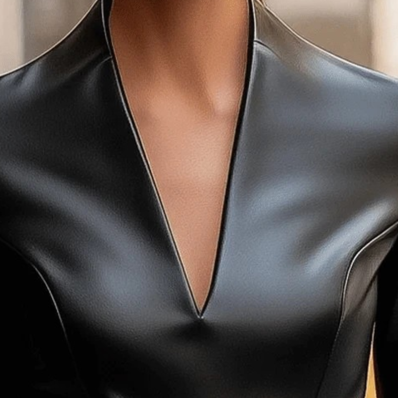 Langärmliges, figurbetontes Midikleid mit V-Ausschnitt für Damen