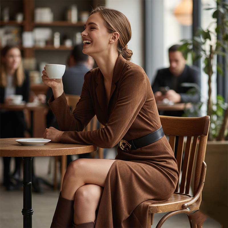 Langärmeliges Bodycon-Kleid mit V-Ausschnitt für Damen