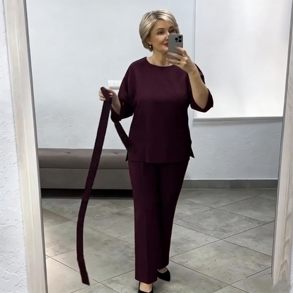 Elegantes zweiteiliges Set aus Oberteil und Hose für Damen