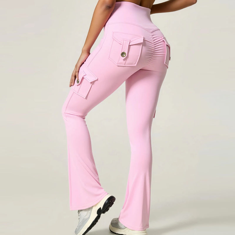 Women's High-Waist Flared Yoga Pants with Pockets