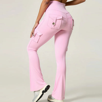 Women's High-Waist Flared Yoga Pants with Pockets