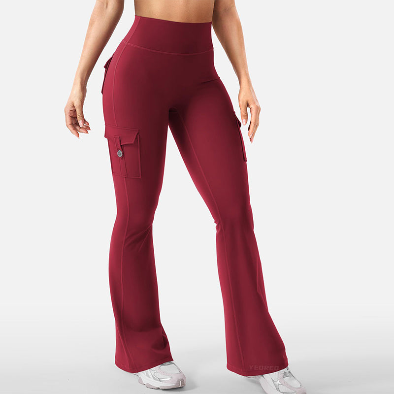 Women's High-Waist Flared Yoga Pants with Pockets