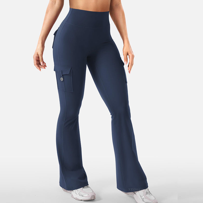 Women's High-Waist Flared Yoga Pants with Pockets