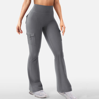 Women's High-Waist Flared Yoga Pants with Pockets