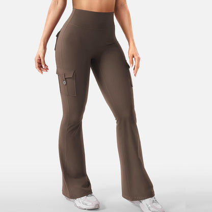 Women's High-Waist Flared Yoga Pants with Pockets