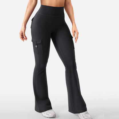 Women's High-Waist Flared Yoga Pants with Pockets