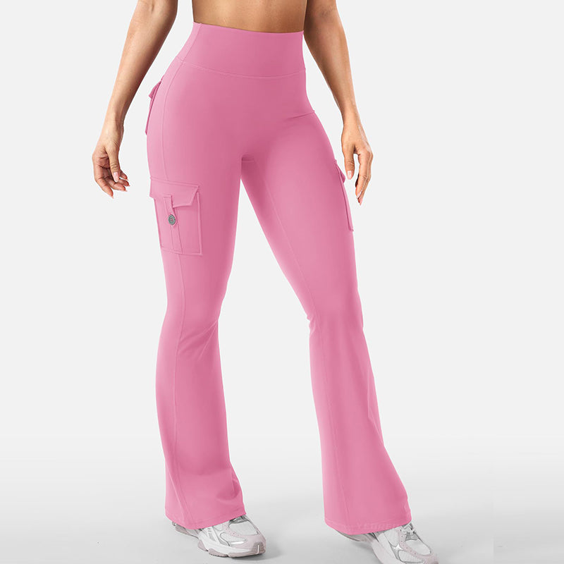 Women's High-Waist Flared Yoga Pants with Pockets