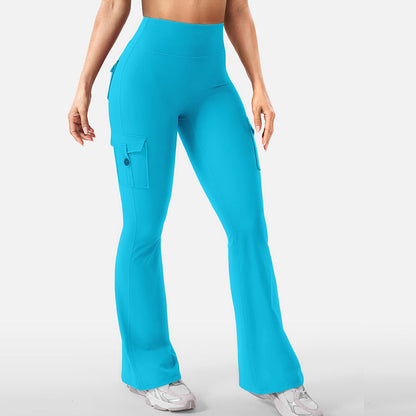 Women's High-Waist Flared Yoga Pants with Pockets