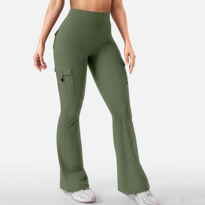 Women's High-Waist Flared Yoga Pants with Pockets