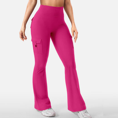 Women's High-Waist Flared Yoga Pants with Pockets