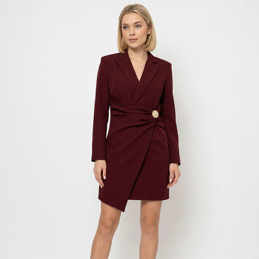 Elegante Damen-Wickelblazer-Minikleid mit V-Ausschnitt