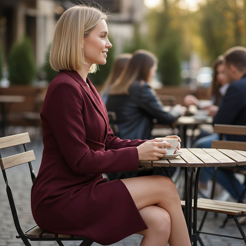 Elegante Damen-Wickelblazer-Minikleid mit V-Ausschnitt