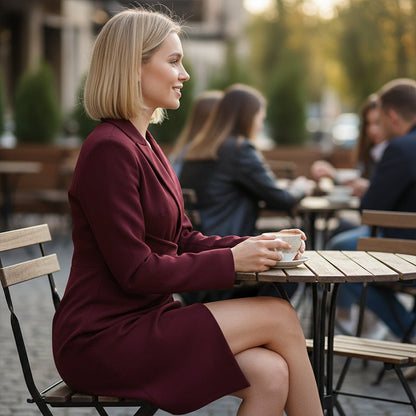 Elegante Damen-Wickelblazer-Minikleid mit V-Ausschnitt