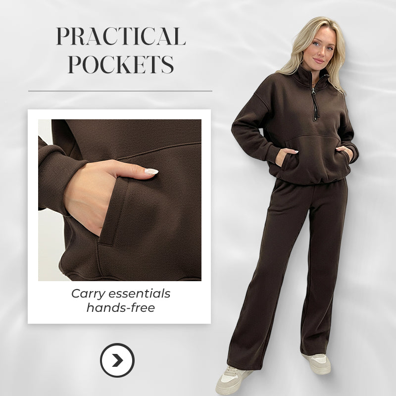 Lässiges Langarm-Oberteil und Hose mit hoher Taille für Damen