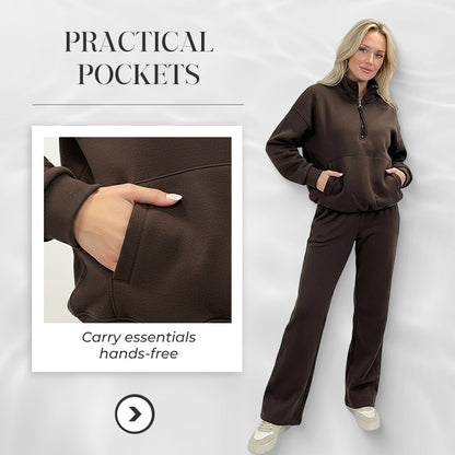 Lässiges Langarm-Oberteil und Hose mit hoher Taille für Damen