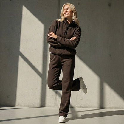 Lässiges Langarm-Oberteil und Hose mit hoher Taille für Damen