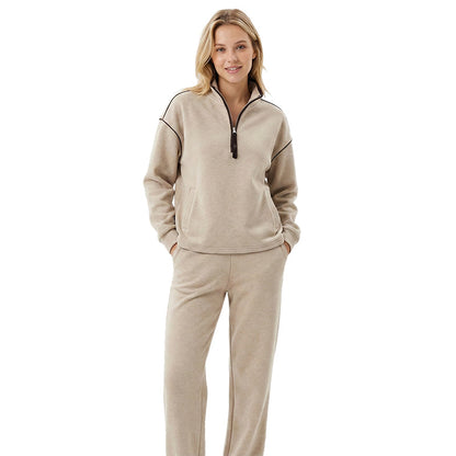 Lässiges Langarm-Oberteil und Hose mit hoher Taille für Damen