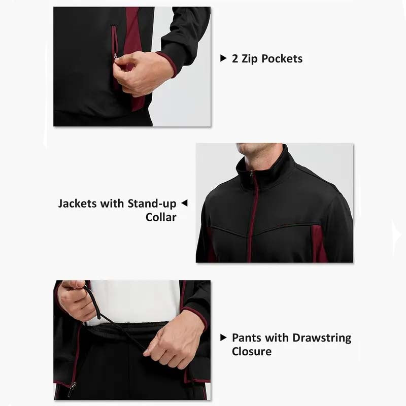 Herren-Laufjacke mit durchgehendem Reißverschluss und Hose, zweiteiliges Set