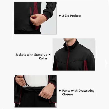 Herren-Laufjacke mit durchgehendem Reißverschluss und Hose, zweiteiliges Set