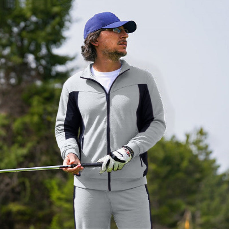 Herren-Laufjacke mit durchgehendem Reißverschluss und Hose, zweiteiliges Set