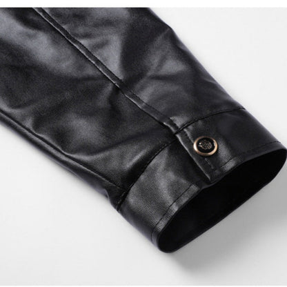 Herren-Winterjacke aus PU-Leder mit Plüschfutter