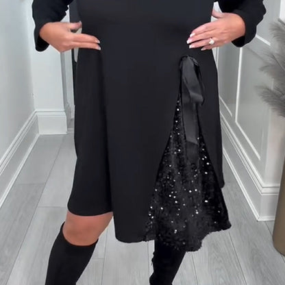 Langärmliges A-Linien-Minikleid für Damen