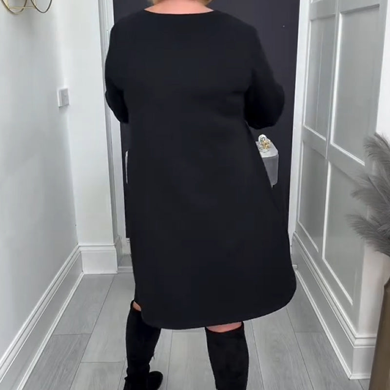 Langärmliges A-Linien-Minikleid für Damen