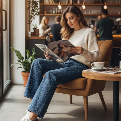 Modische Jeans für Damen mit Strassverzierung