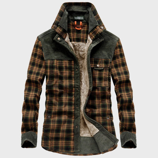 Trendige, warme Karojacke mit langen Ärmeln für Herren