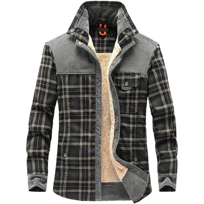 Trendige, warme Karojacke mit langen Ärmeln für Herren