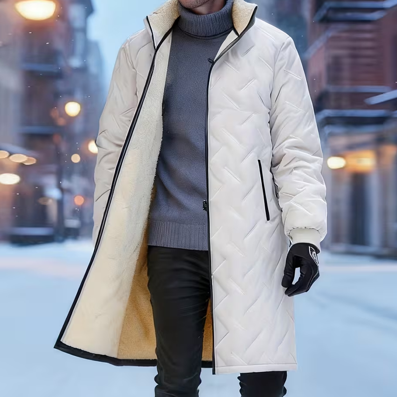 Herren-Wintermantel in mittlerer Länge mit Plüschfutter