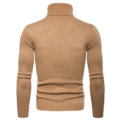 Herren-Rollkragenpullover mit Zopfmuster und schmaler Passform