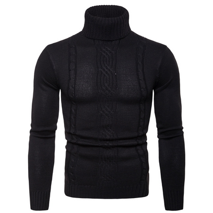 Herren-Rollkragenpullover mit Zopfmuster und schmaler Passform