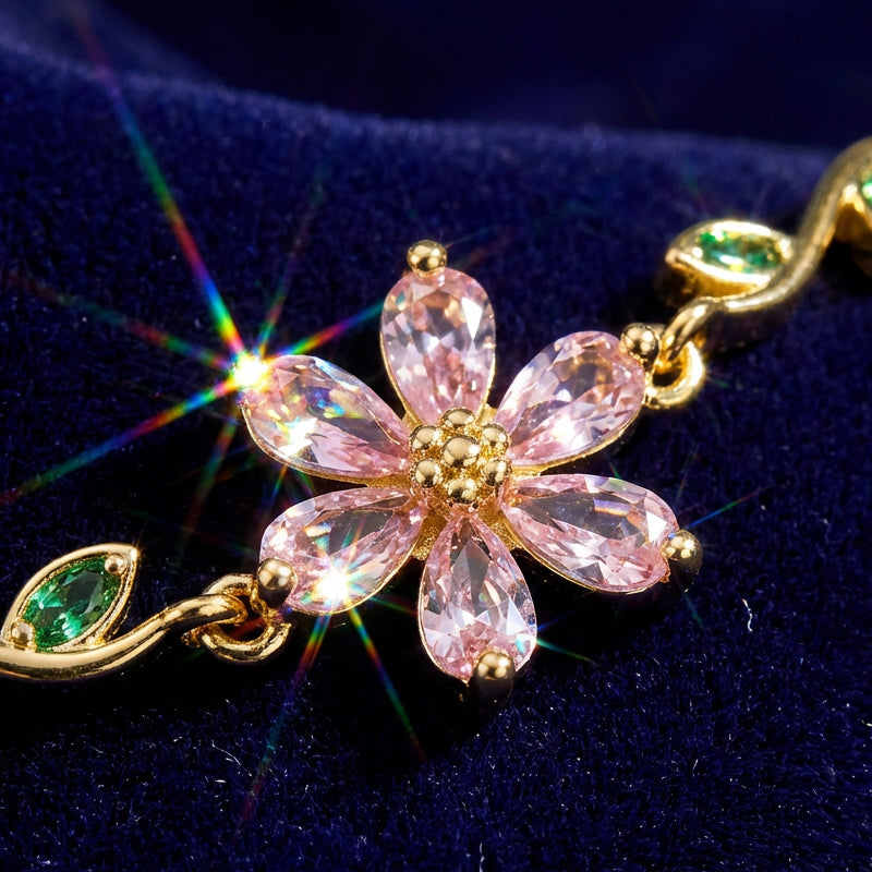 🌼Damenarmband mit Kirschblüten-Strass🌸